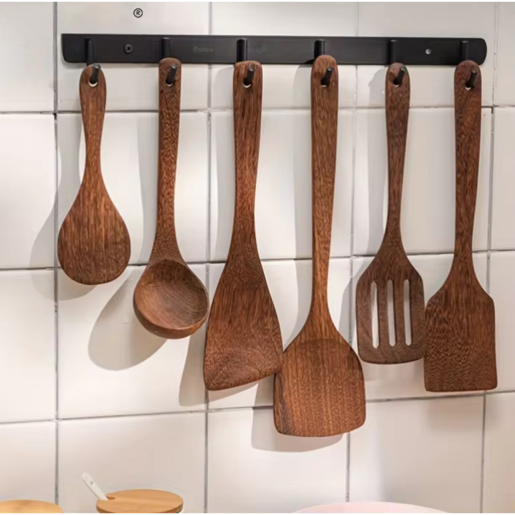Küchenutensilien aus Teakholz im 5er-Set – Ansicht 3