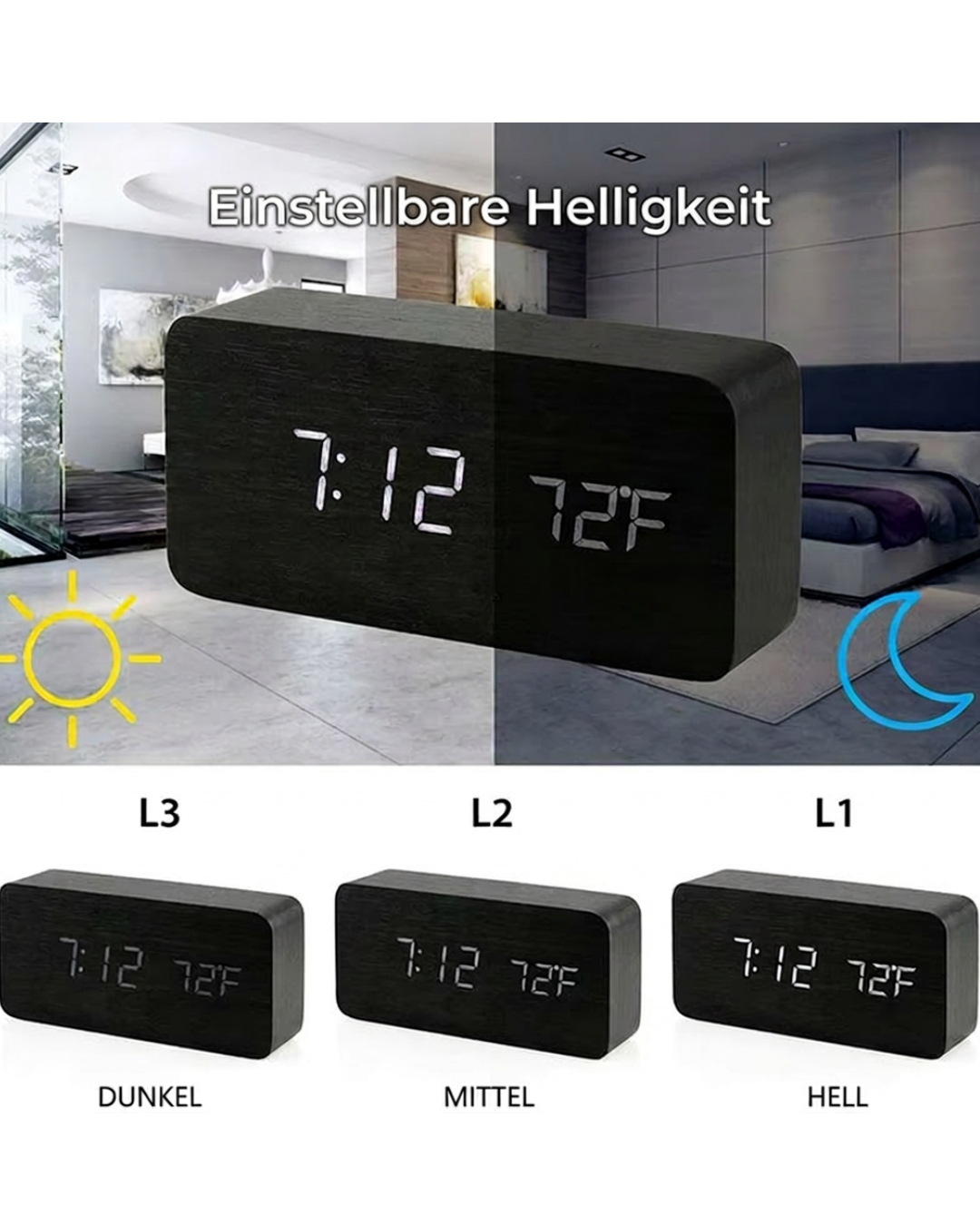 Digitaler Holzwecker mit LED-Anzeige – Ansicht 8