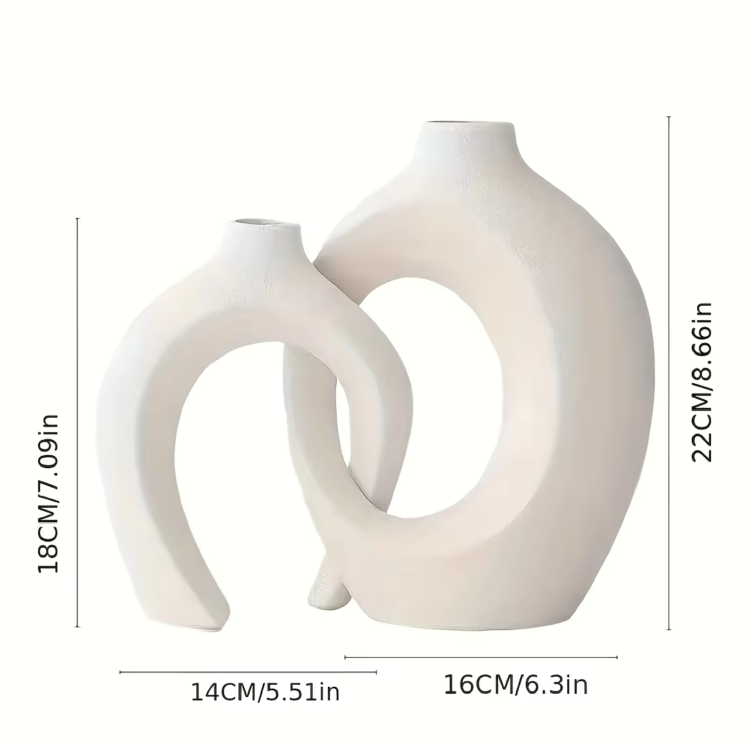 Keramikvasen im 2er-Set mit Loch-Design – Ansicht 6