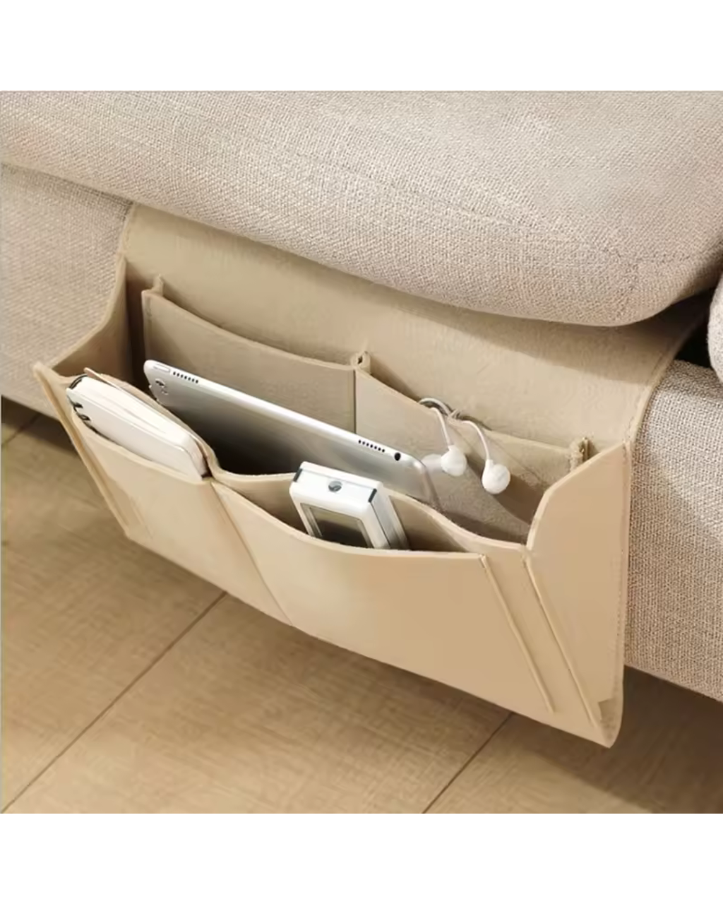 Filz-Bett-Organizer zum Einhängen am Bett – Beige