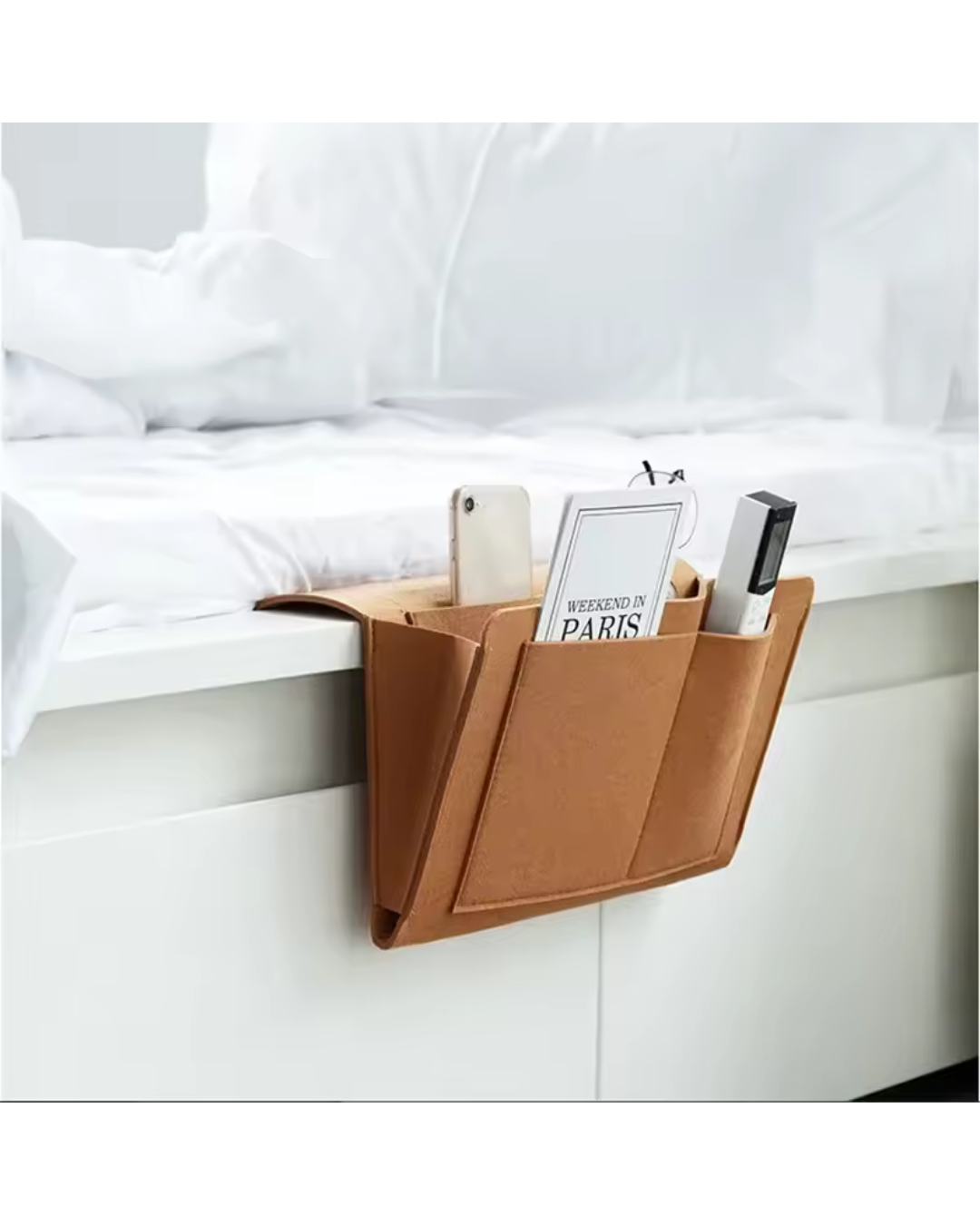 Filz-Bett-Organizer zum Einhängen am Bett – Braun
