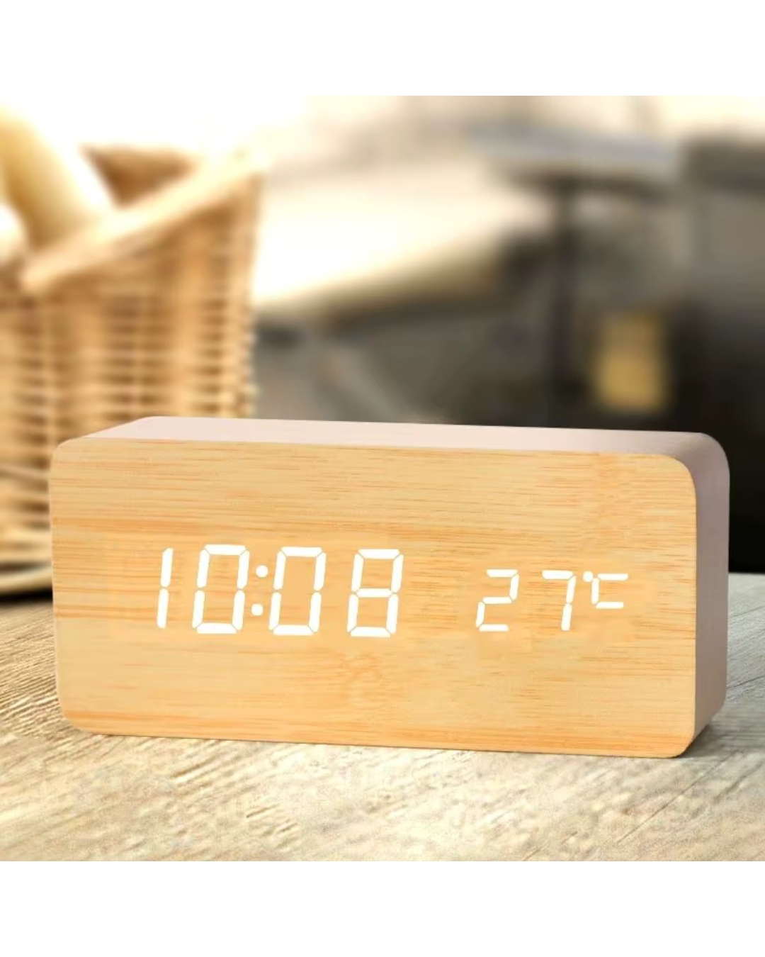 Digitaler Holzwecker mit LED-Anzeige