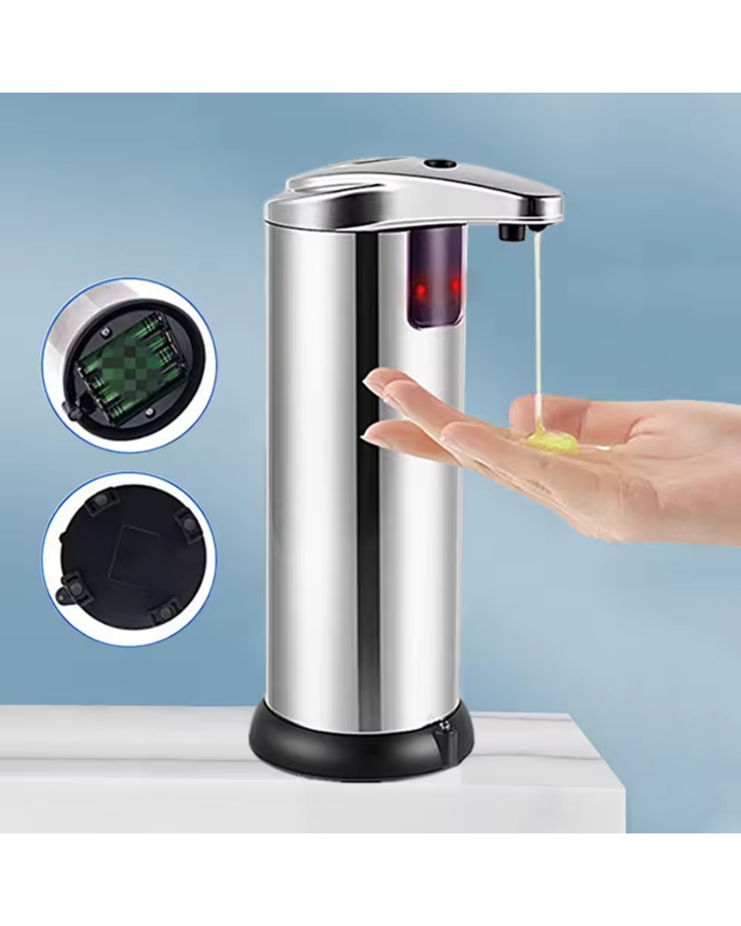 Automatischer Seifenspender aus Edelstahl mit Sensor – Ansicht 3