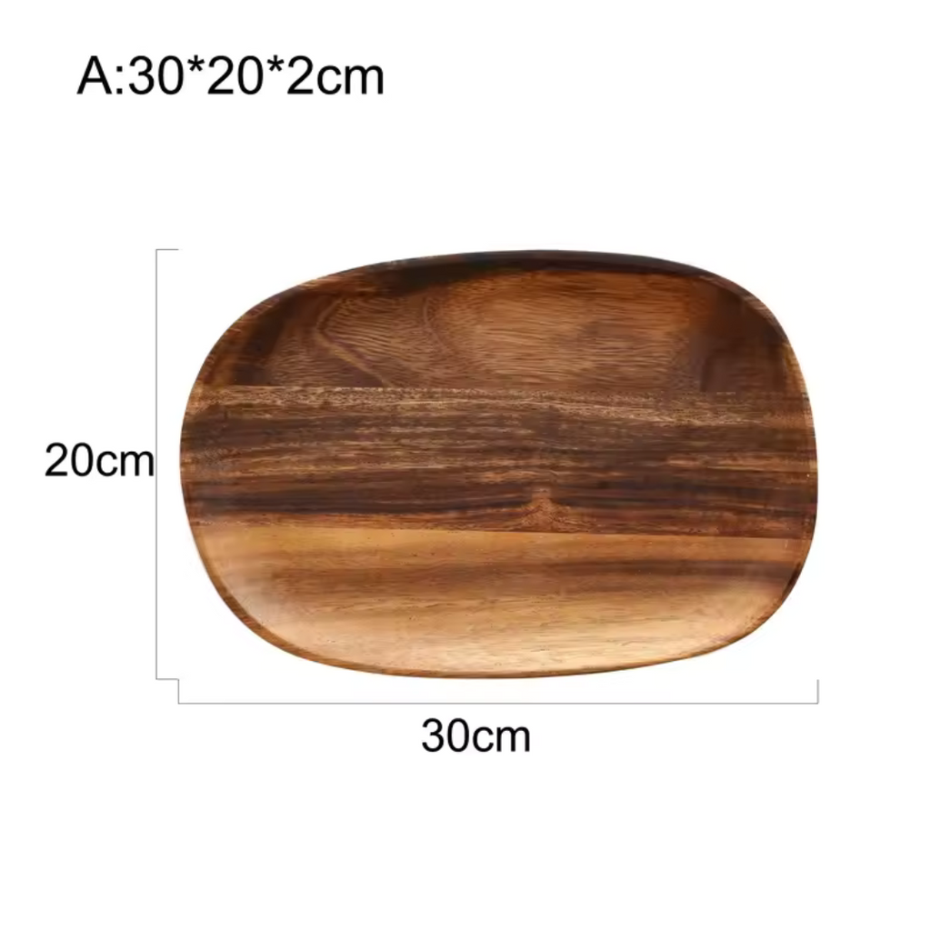 Ovales Serviertablett aus Massivholz – A: 30x20