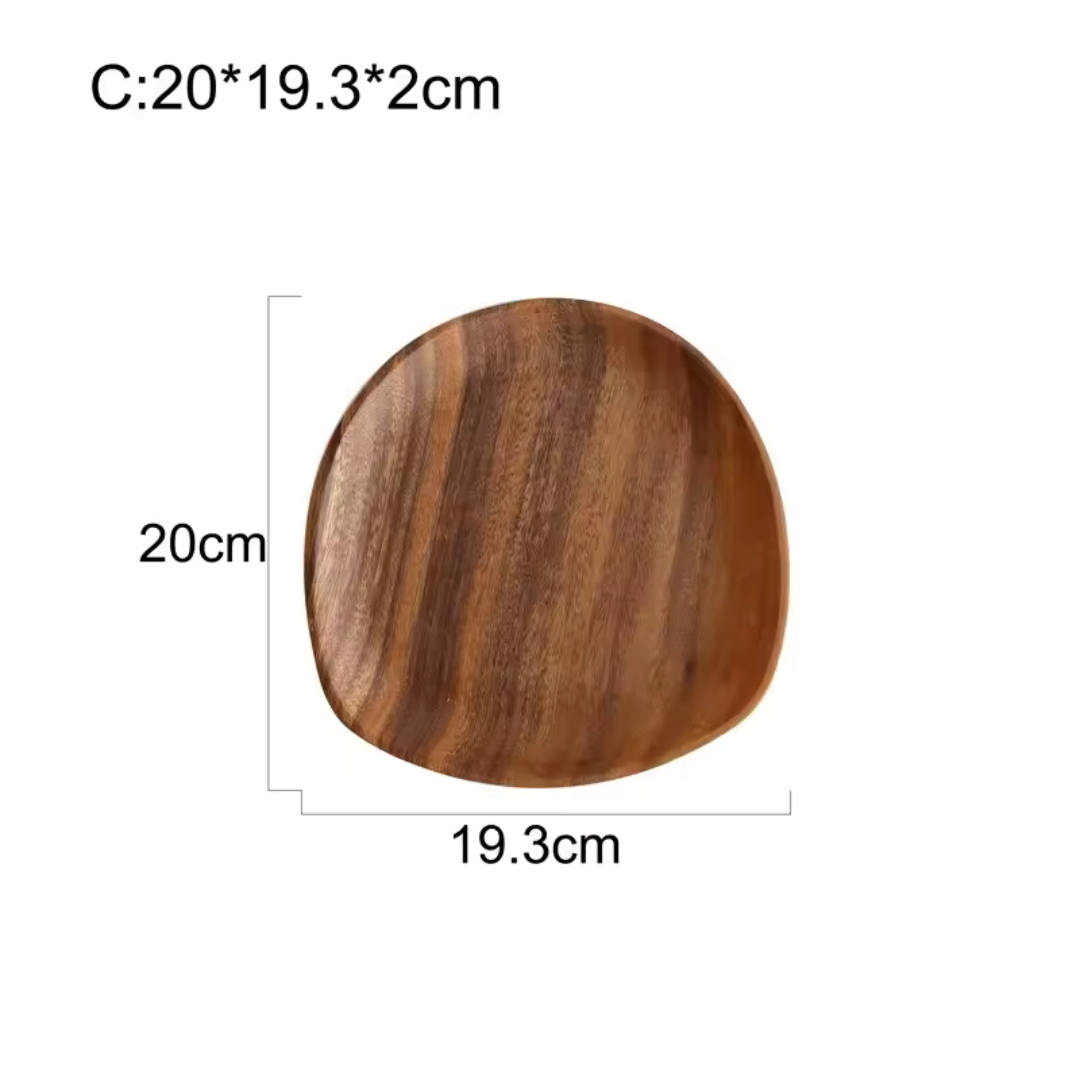 Ovales Serviertablett aus Massivholz – C: 20x19.3