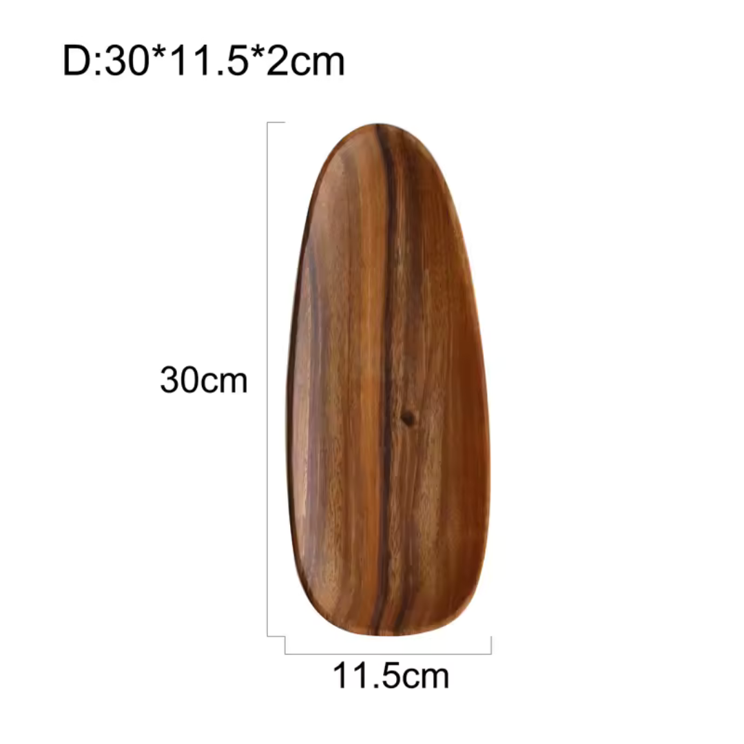 Ovales Serviertablett aus Massivholz – D: 30x12