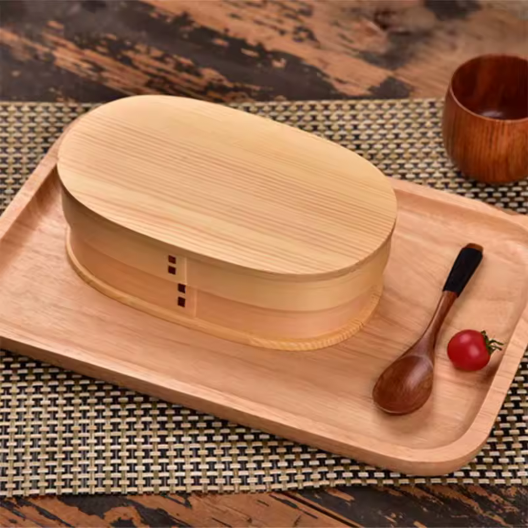 Bento Lunchbox 800 ml im Holz-Design – Ansicht 2
