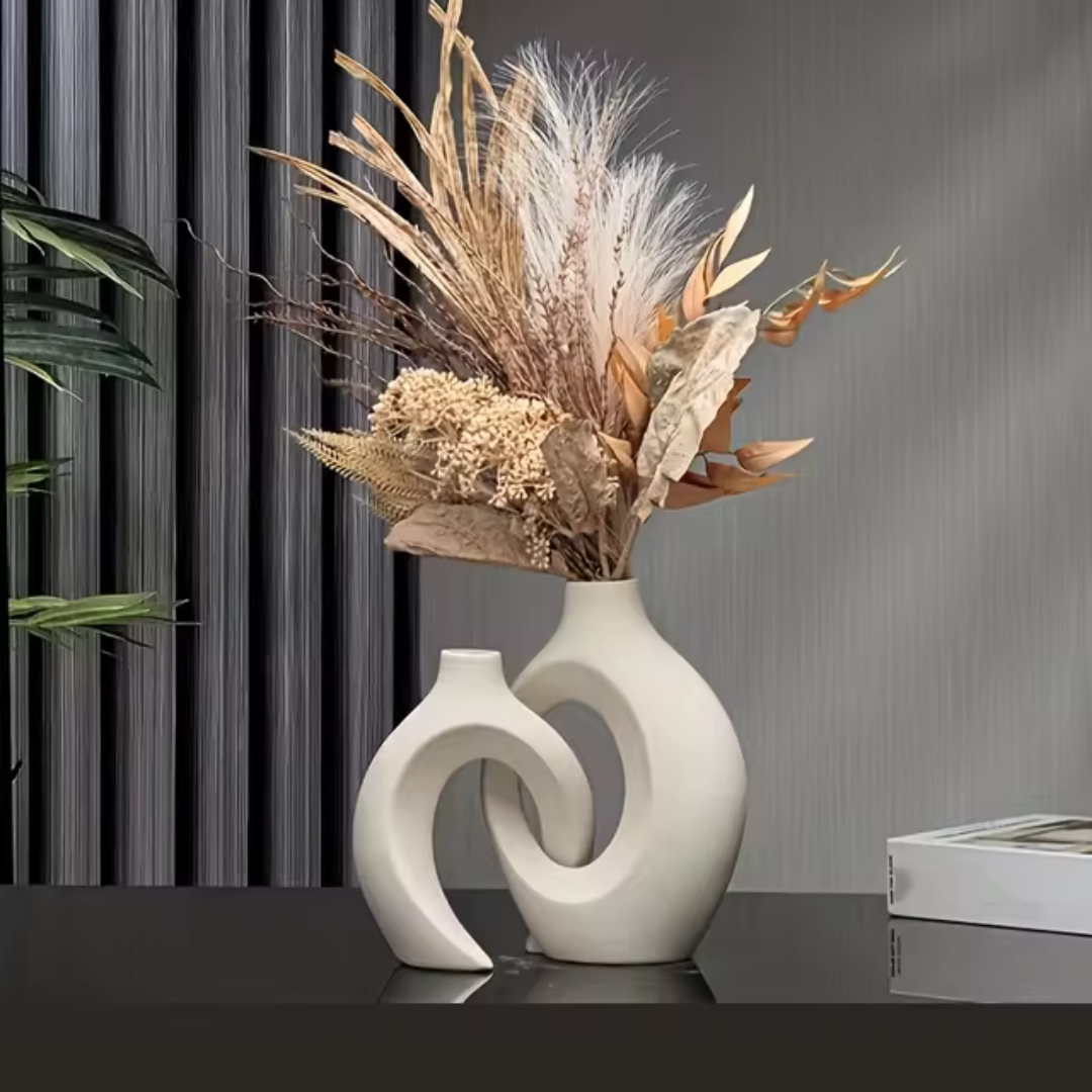 Keramikvasen im 2er-Set mit Loch-Design – Ansicht 5