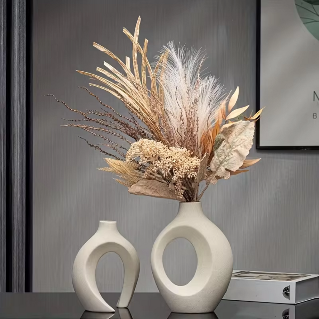 Keramikvasen im 2er-Set mit Loch-Design – Ansicht 3