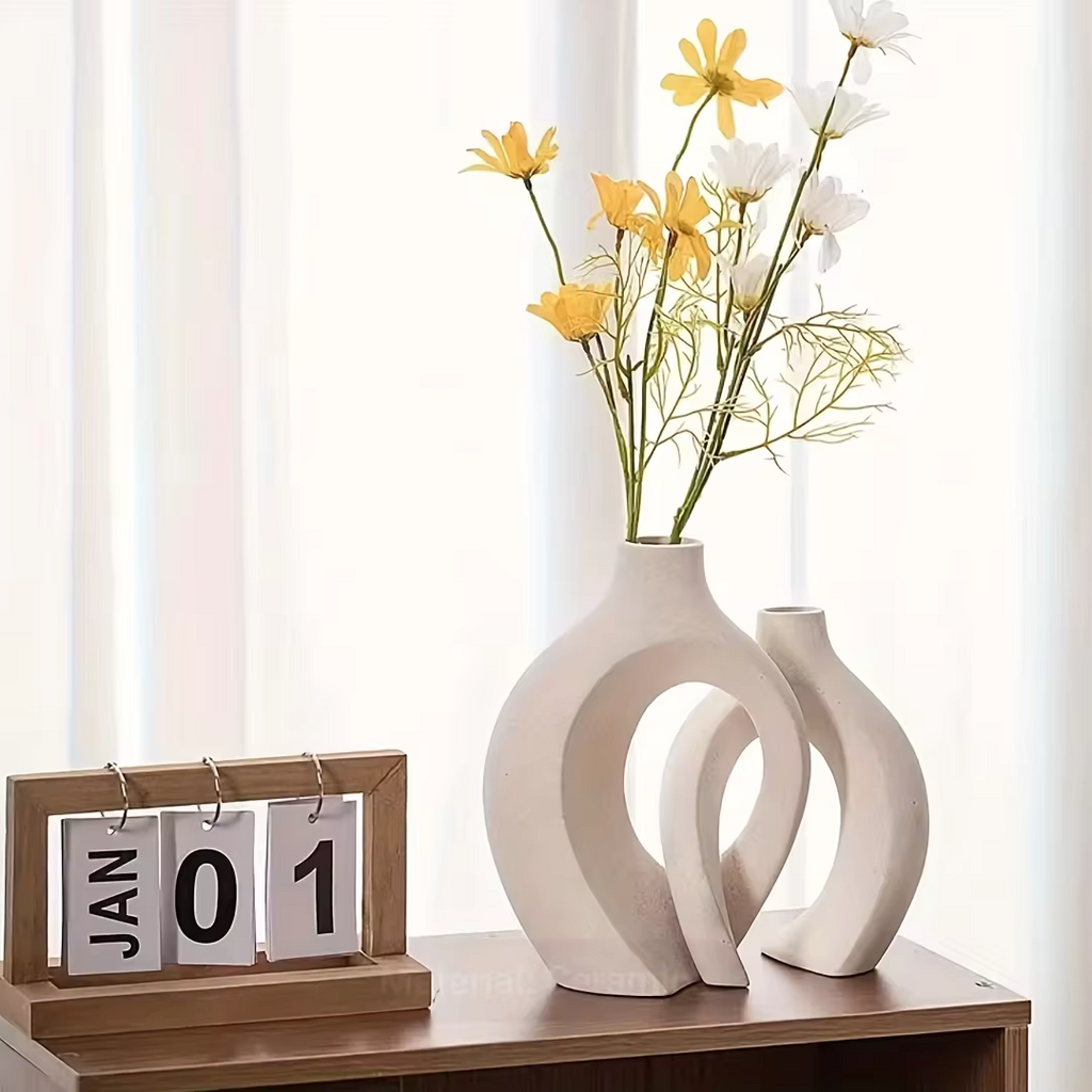 Keramikvasen im 2er-Set mit Loch-Design – Ansicht 4
