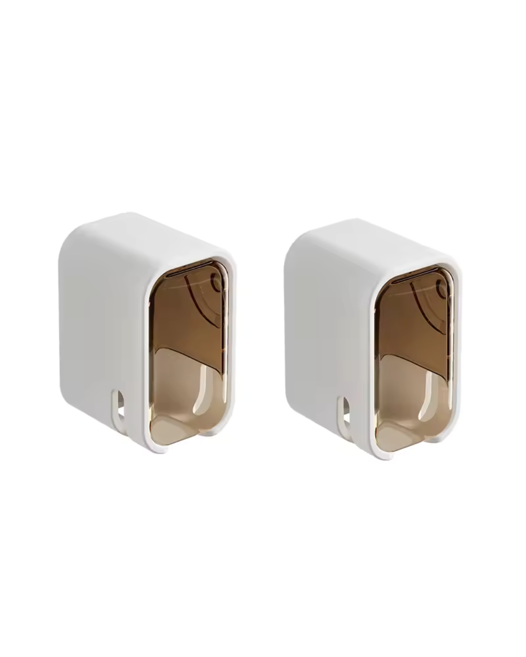 Zahnbürstenhalter mit Deckel im 2er-Set – Braun