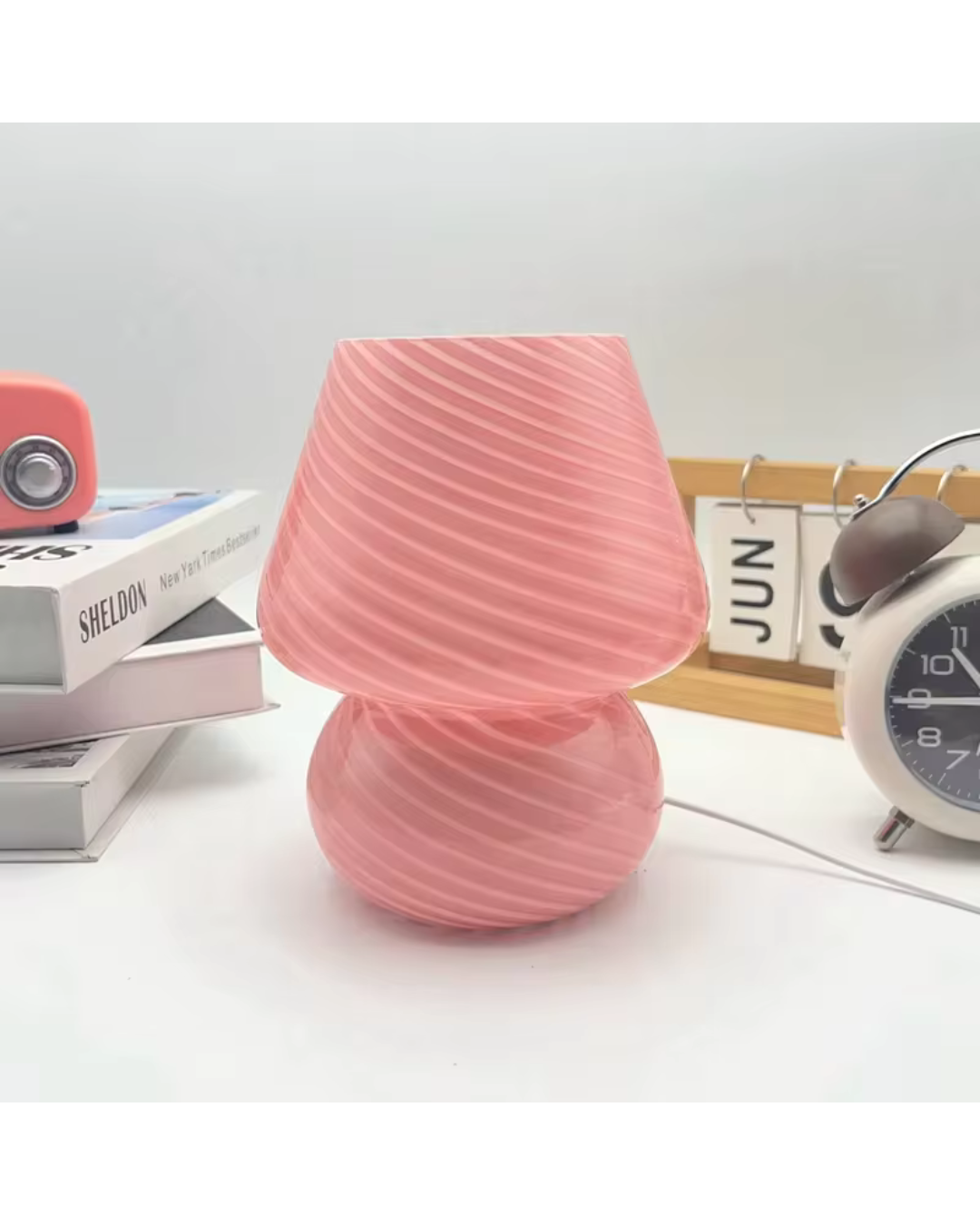 Moderne LED-Tischlampe in Pilzform – Rosa