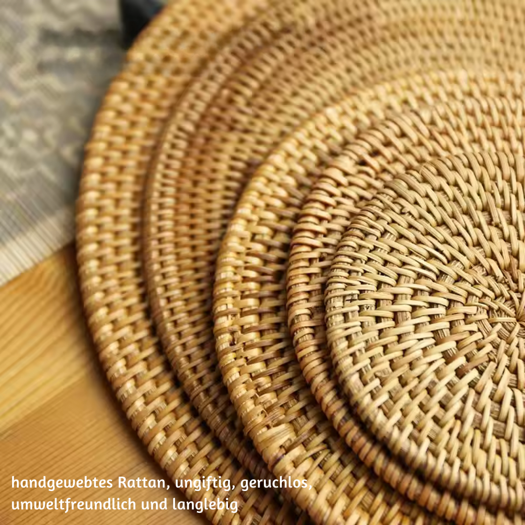 Handgefertigte Rattan-Untersetzer im 6er-Set – Ansicht 4