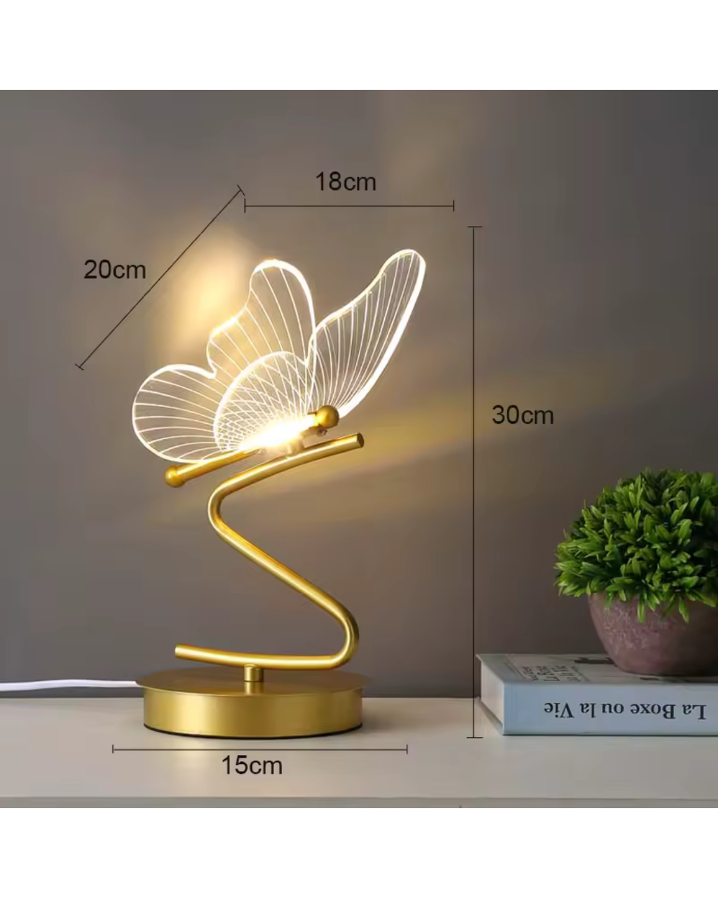 LED-Tischlampe mit Schmetterling-Design – Ansicht 7
