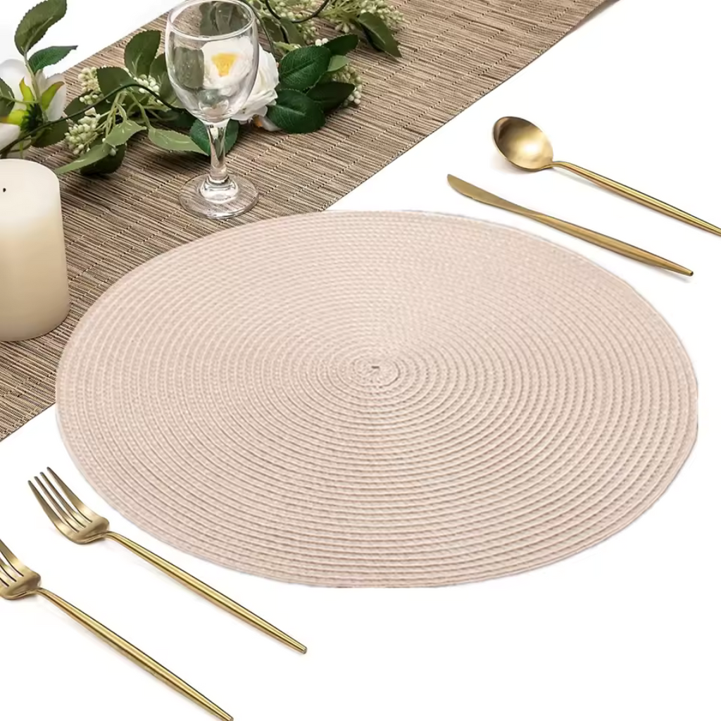 Runde geflochtene Tischsets im 6er-Set