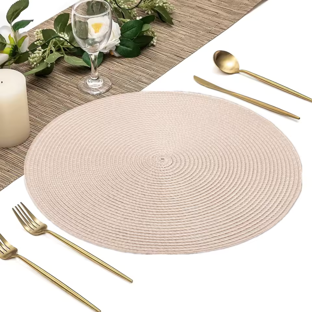 Runde geflochtene Tischsets im 6er-Set