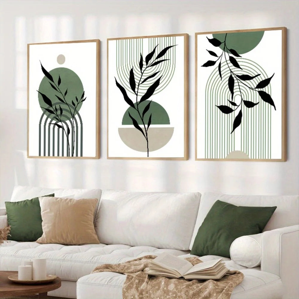 Botanik-Poster-Set in Salbeigrün