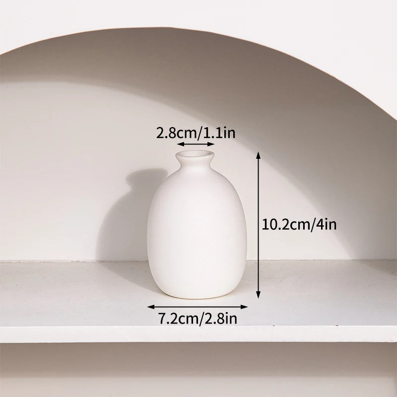 Mini-Keramikvase Nordic in Mattweiß, ca. 10 cm – Kugel
