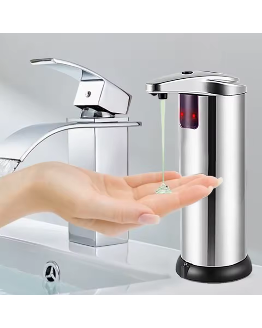 Automatischer Seifenspender aus Edelstahl mit Sensor – Ansicht 2